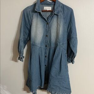 Veveret Blue Denim Long Sleeve Shirt Dress